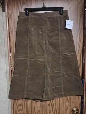 croft & barrow Olive Corduroy A-Line Midi Skirt Size 4